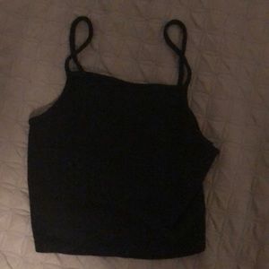 Basic black crop halter top